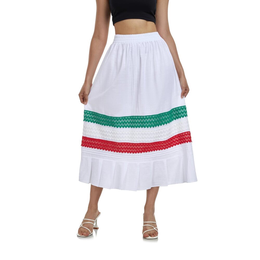 3423 Mexican Skirt Fiesta Theme Party Skirt Maxi Lace Traditional Dannce